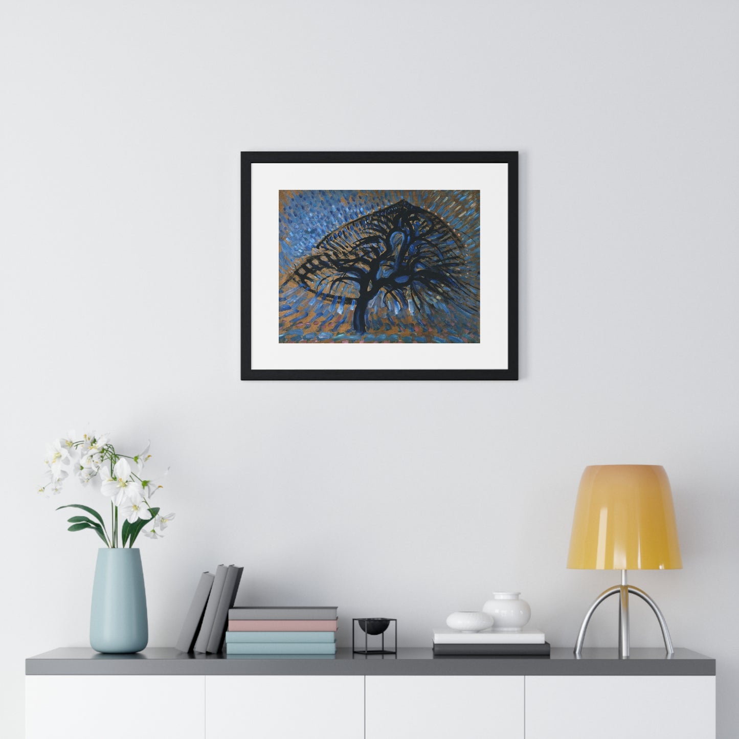 Apple Tree, Pointillist Version (1908–1909) by Piet Mondrian, from the Original, Framed Art Print
