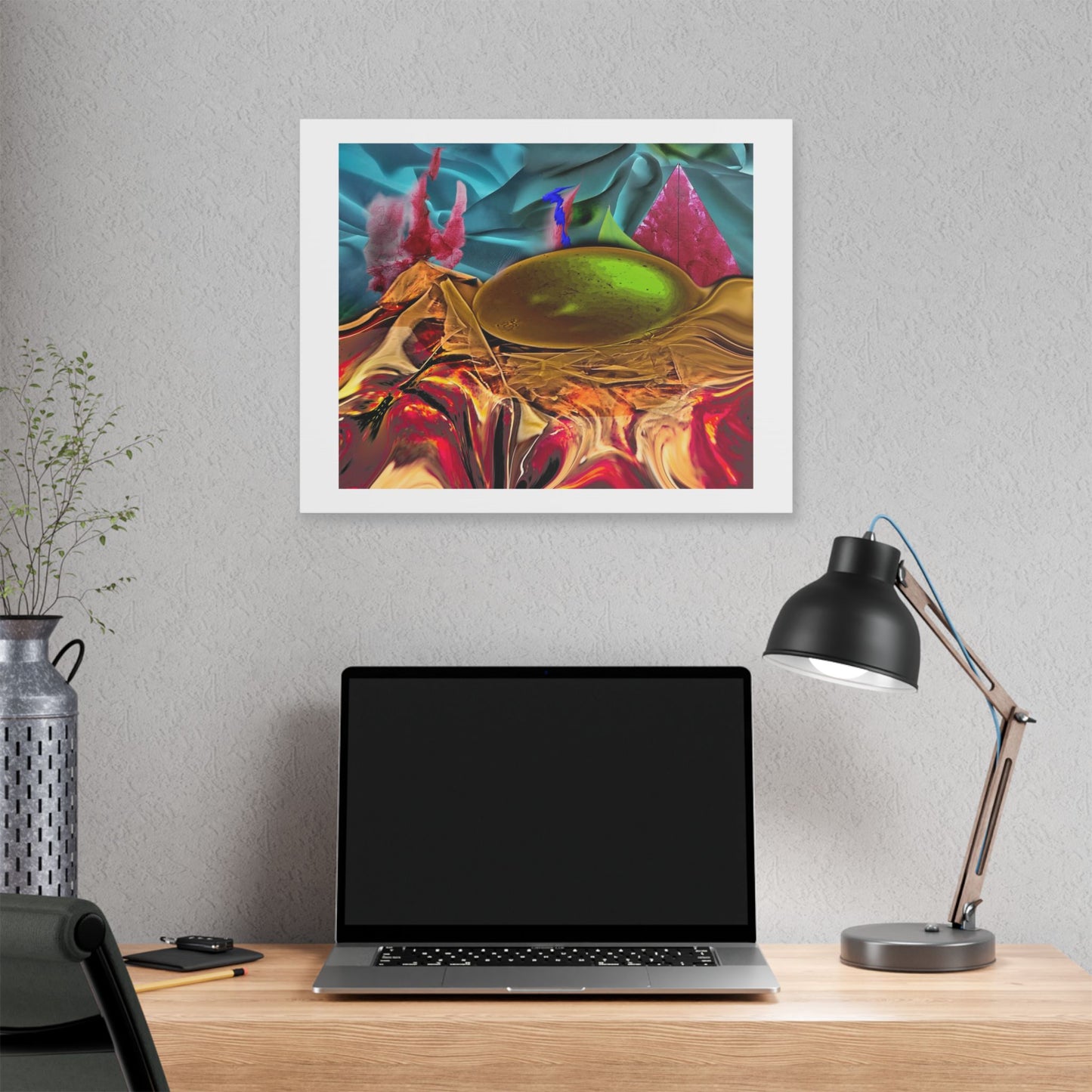 Digital Pastiche Abstract Art 'Designed by AI' Satin Canvas Print