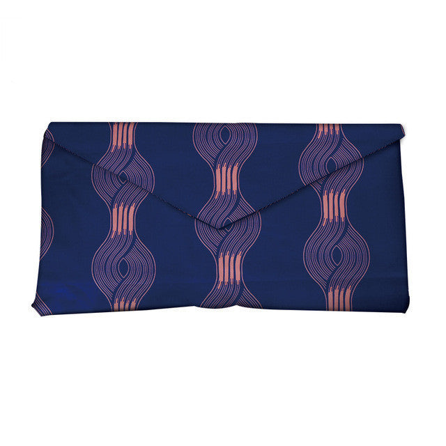 African and Geometric Printed Clutch Handbag