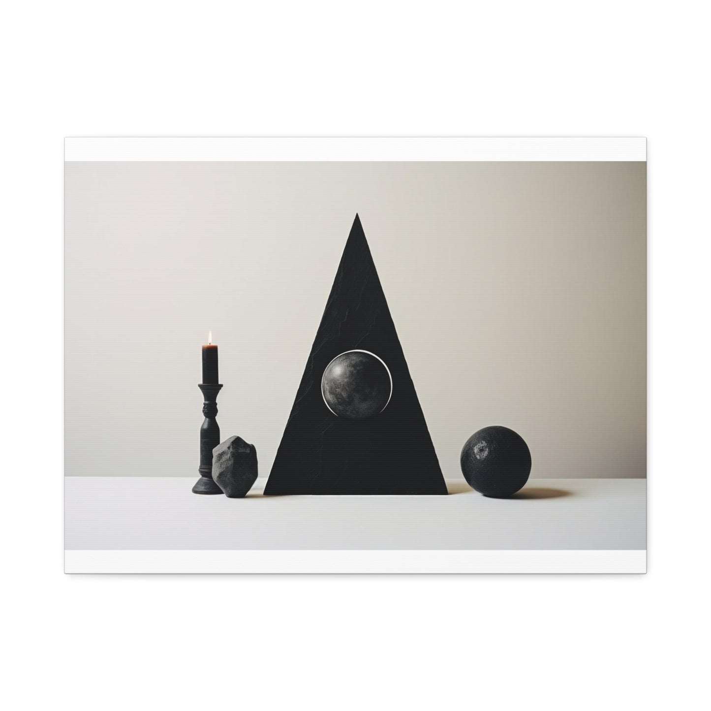 Candlestick Triangle Cricket Sports, Esoteric Art Print 'Designed by AI' on Satin Canvas