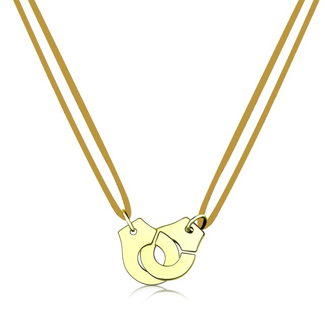 Handcuff Pendant Necklace, 925 Sterling Silver with Adjustable Cord