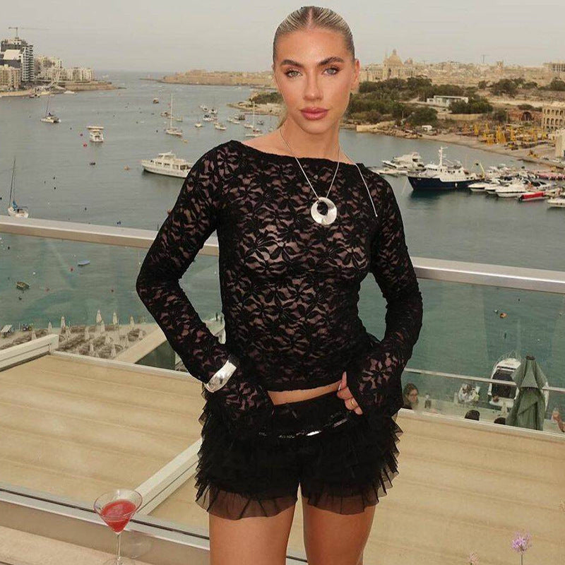 Vireous Frilly Fashion Sexy Low-Waist Base Shorts