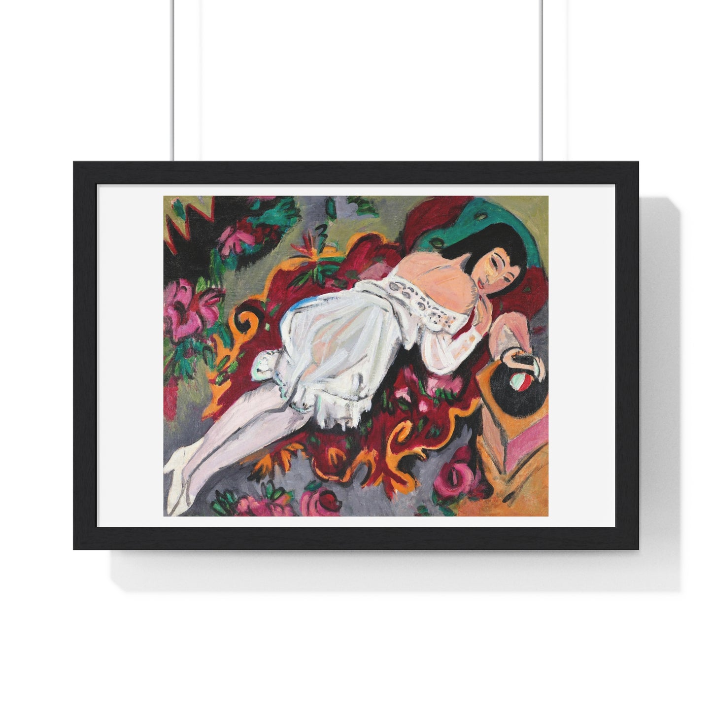 Girl in White Chemise (1914) by Ernst Ludwig Kirchner, from the Original, Framed Art Print