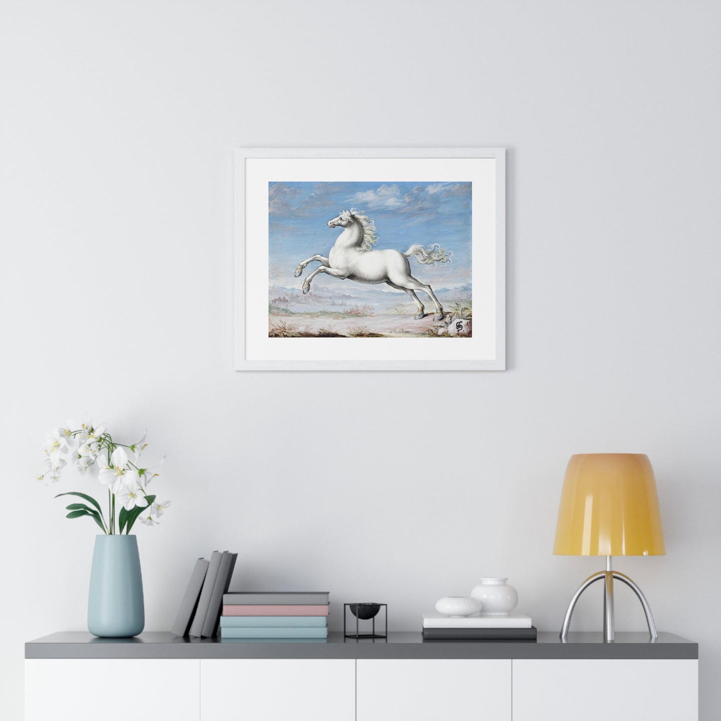 White Horse (1552–1601) by Joris Hoefnagel, from the Original, Framed Art Print