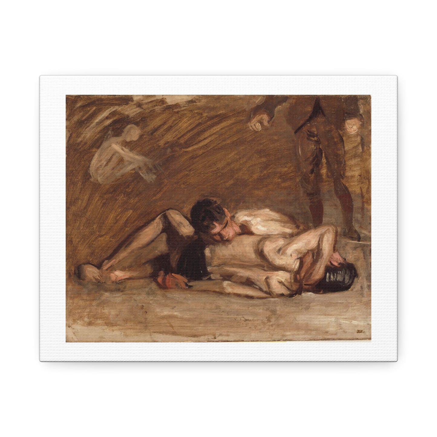 Wrestlers (1899) by Thomas Eakins, from the Original, Art Print on Canvas