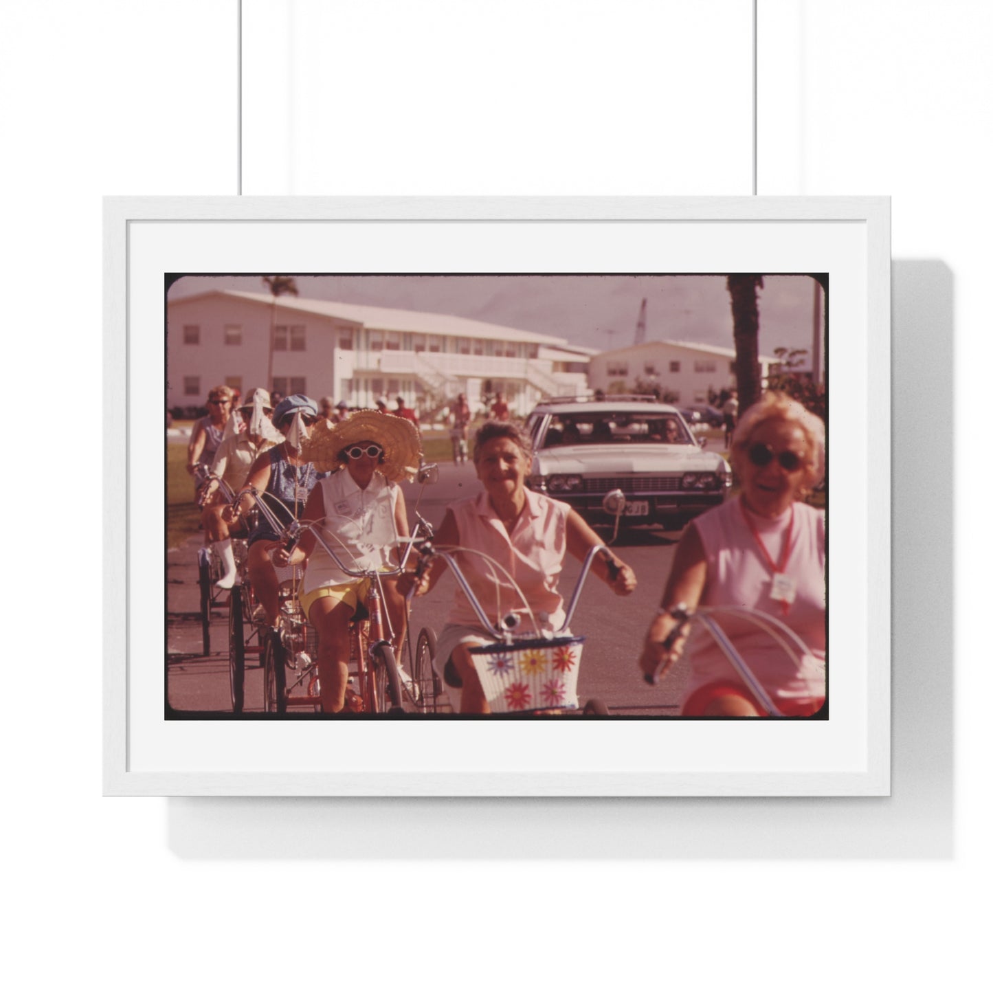 Tricycle Club at the Century Village Retirement Community (circa 1973) Vintage Photography by Flip Schulke, Framed Print