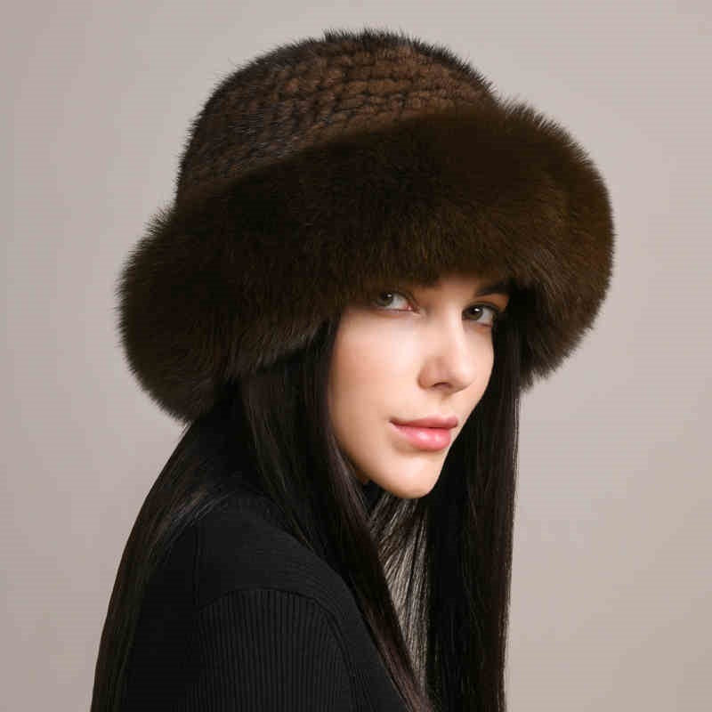 Mink Fur Hat Women's Braided Fur Winter Hat