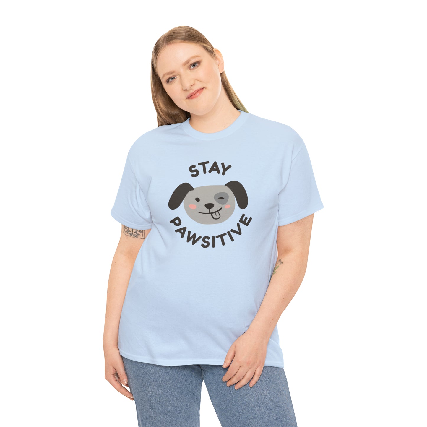 Stay Pawsitive, Dog Lover's Cotton T-Shirt