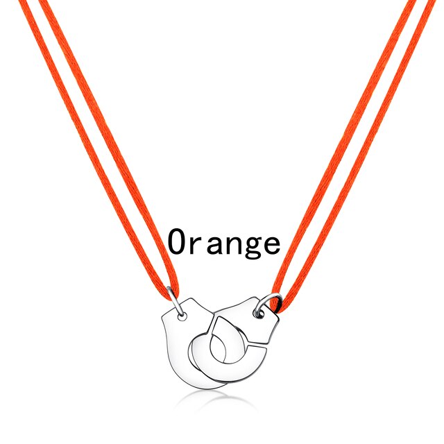 Handcuff Pendant Necklace, 925 Sterling Silver with Adjustable Cord