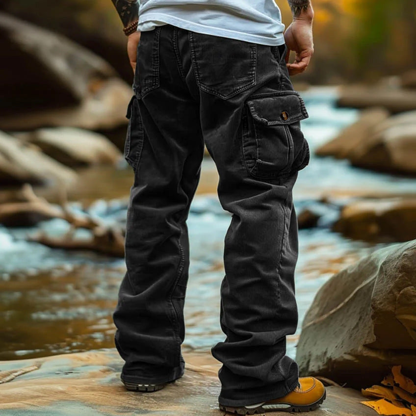 Retro Loose Cargo Pocket Elasticated Men's Trousers