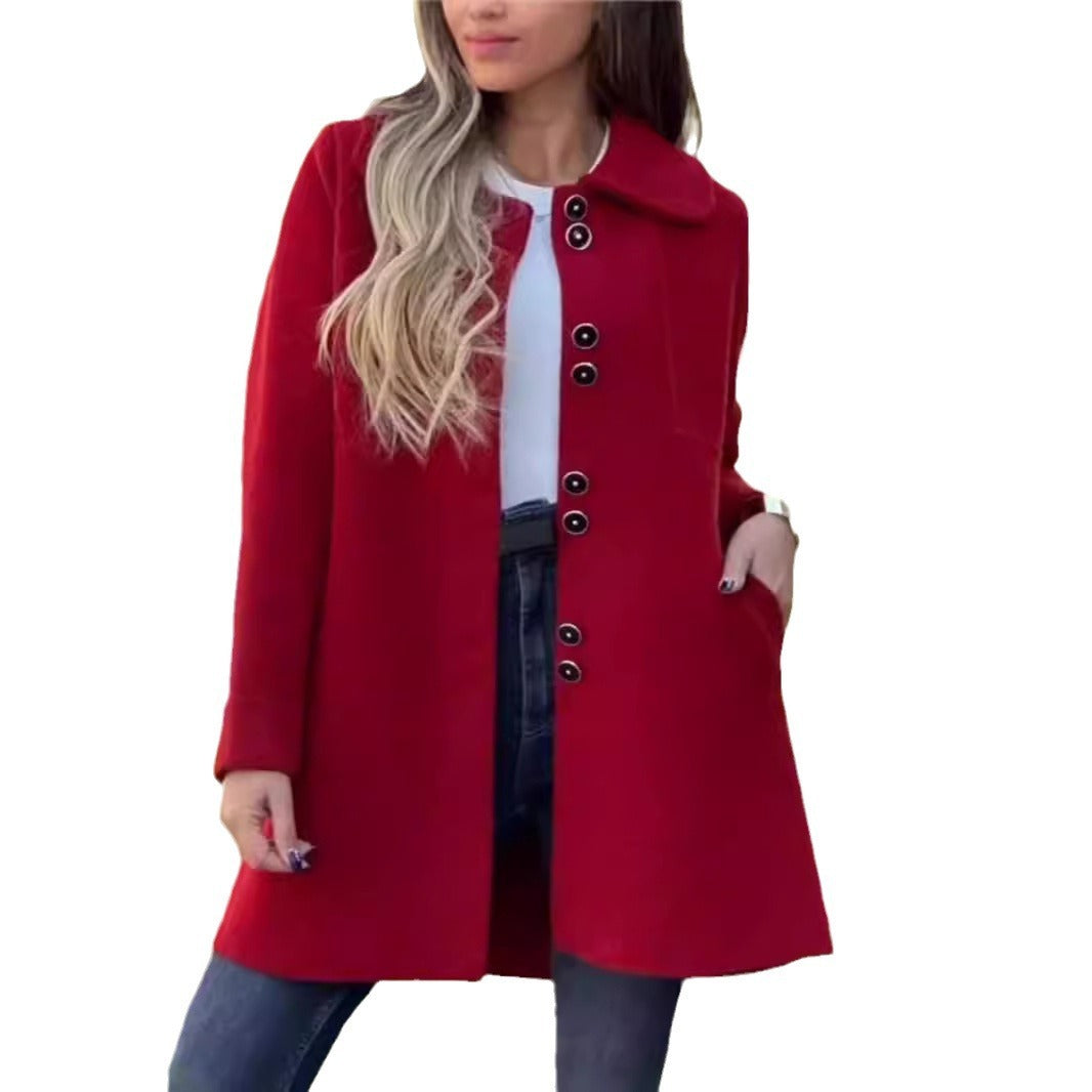 Vireous Women's Single-Breasted Fleece Thermal Long Jacket, Plus Sizes