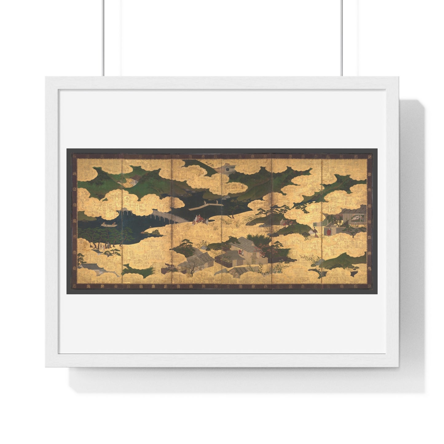 Japanese 13th Century Screen Painting, Kogō and the Imperial Procession to Ōhara, from The Tale of the Heike (Heike Monogatari) Framed Print