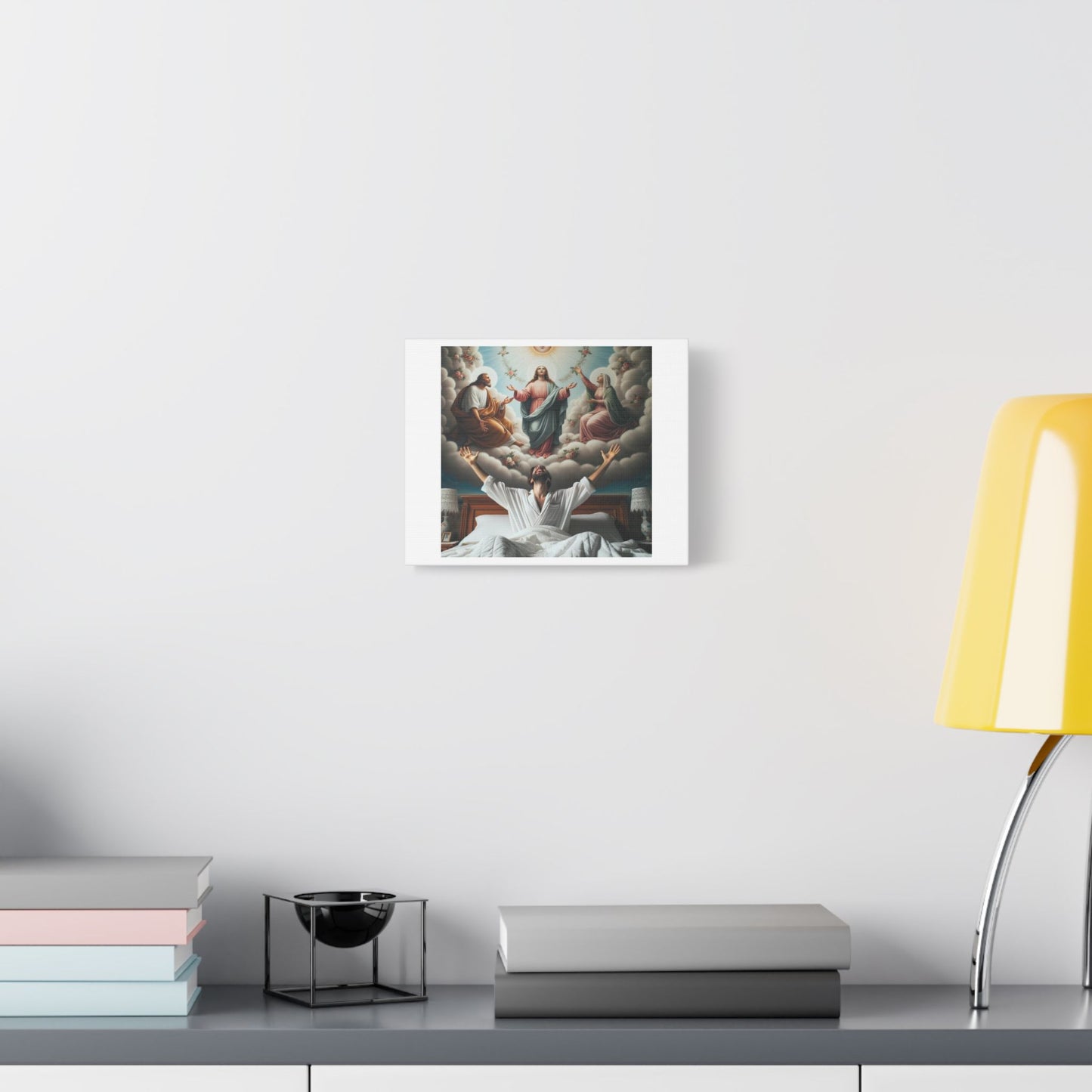 Man Wakes Up in the Morning Happily Contemplating the Holy Trinity, 'Designed by AI', Print on Canvas