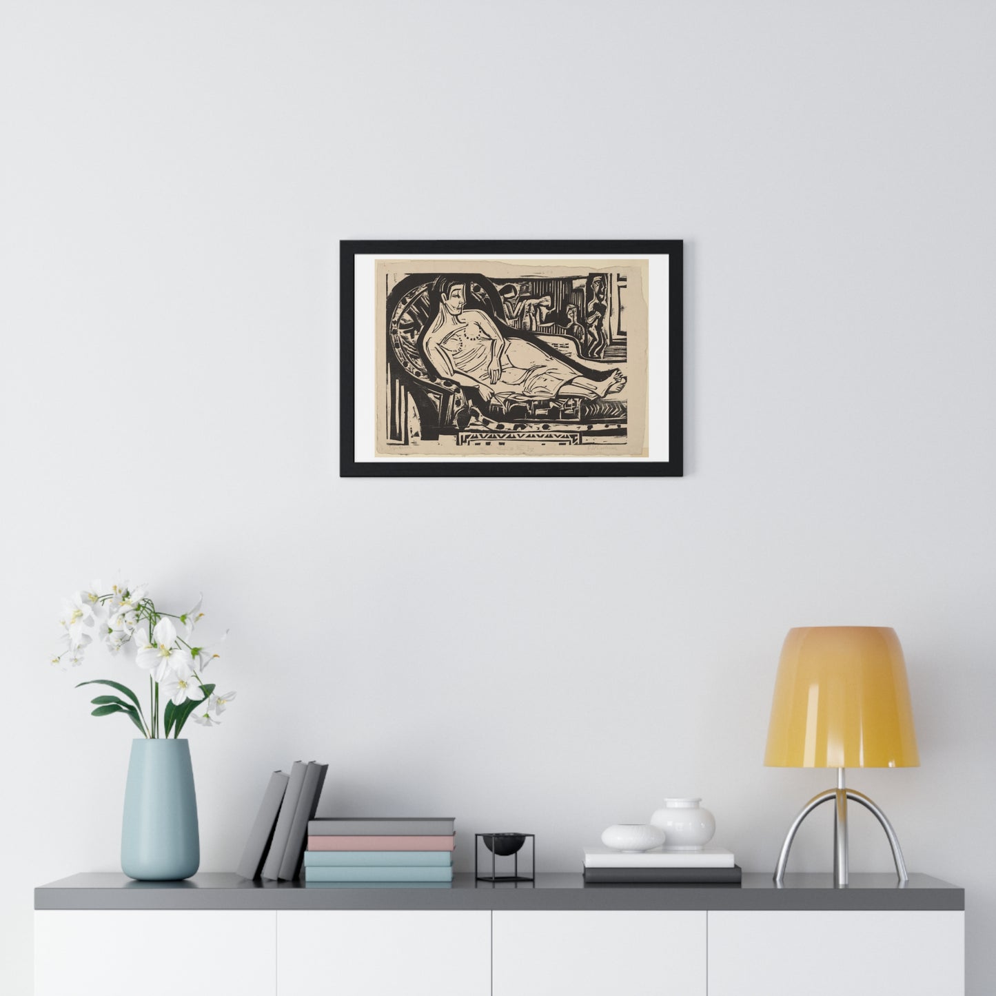 Woman Lying on a Sofa (1926) by Ernst Ludwig Kirchner, from the Original, Framed Art Print
