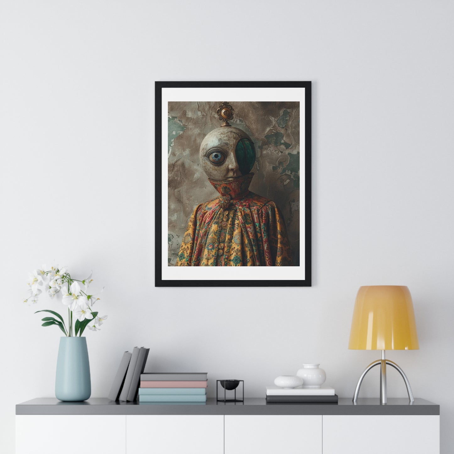 Head Replacement III, Abstract Art 'Designed by AI', Framed Art Print