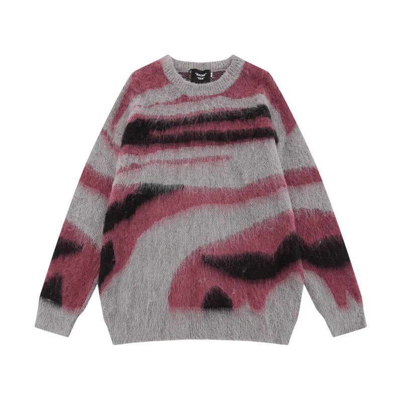 Unisex Retro Contrast Colour Loose Sweater