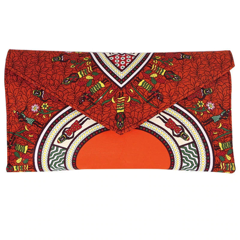 African and Geometric Printed Clutch Handbag
