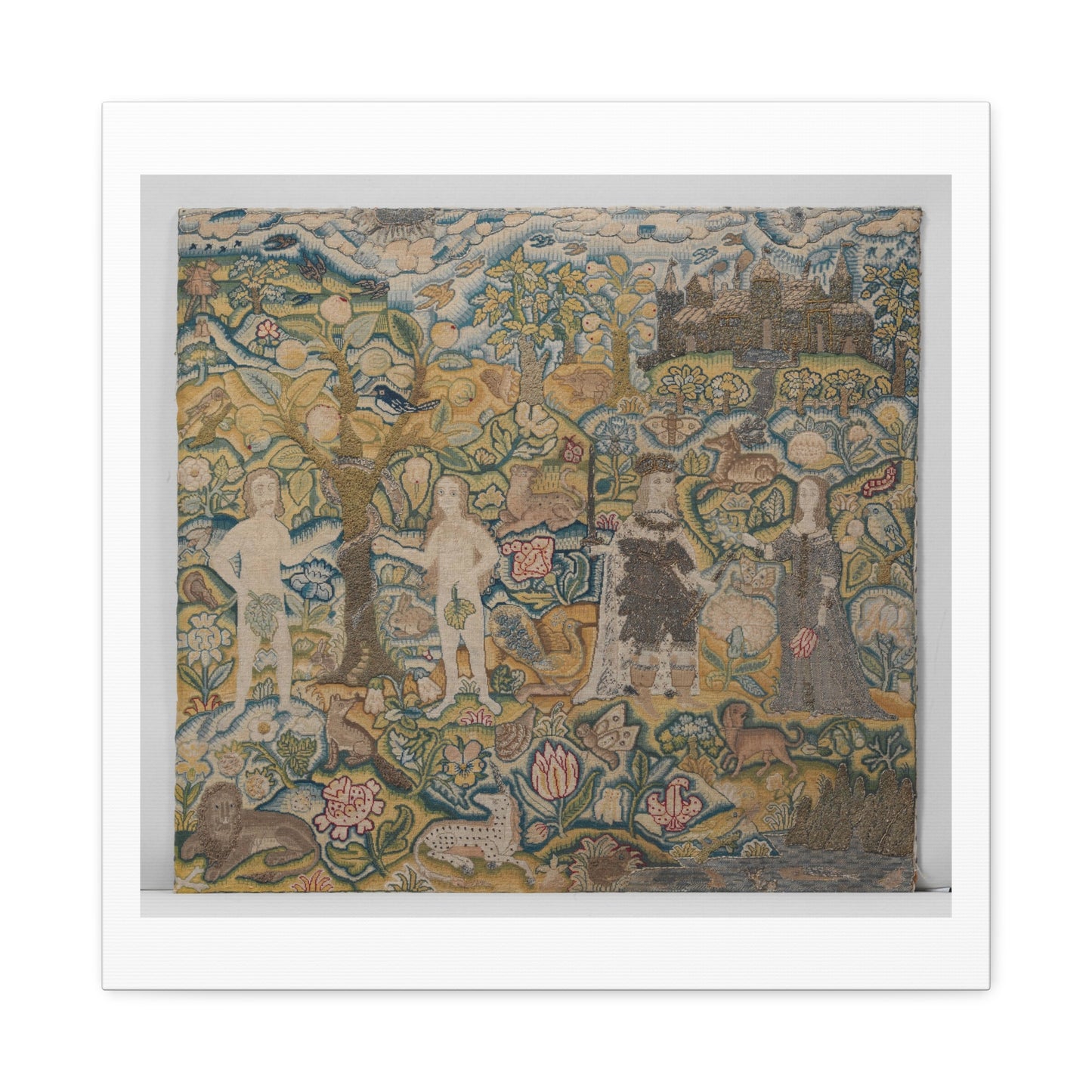 Adam and Eve with Charles I and Henrietta Maria (circa 1634) British Art Print from the Original on Canvas