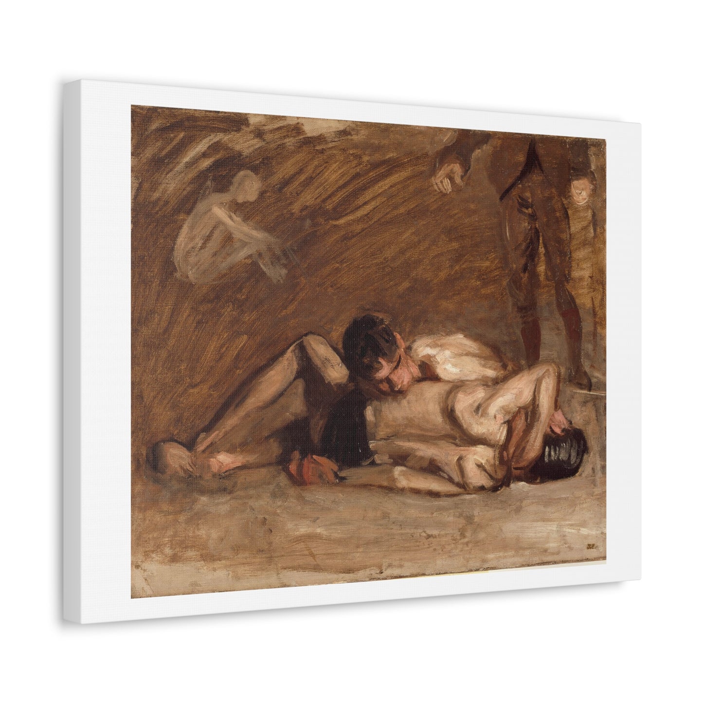 Wrestlers (1899) by Thomas Eakins, from the Original, Art Print on Canvas