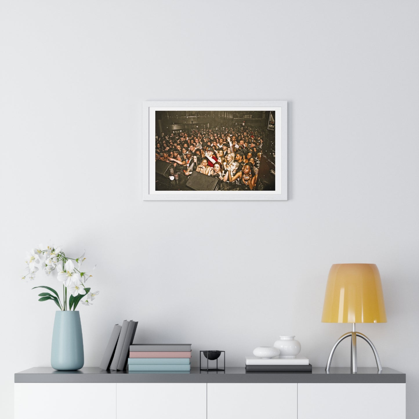 Crowd at Hip Hop Concert, Retro Photography (2017) from the Original, Framed Print