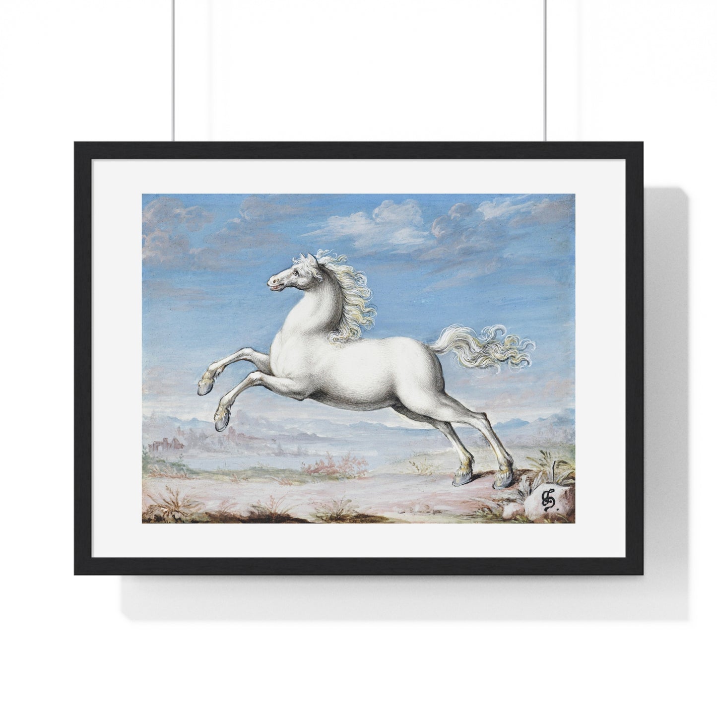 White Horse (1552–1601) by Joris Hoefnagel, from the Original, Framed Art Print