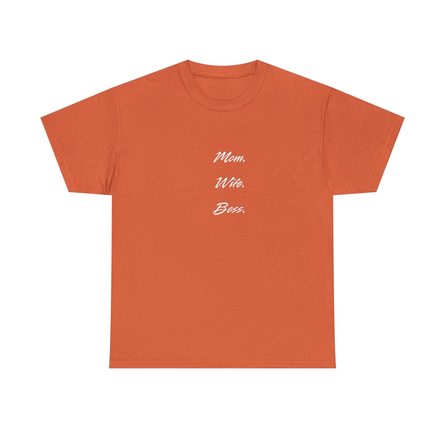 'Mom, Wife, Boss' Heavy Cotton T-Shirt Funny Mom Workout Mom Boss New Mum New Boss