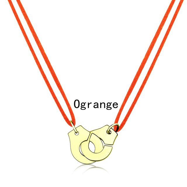 Handcuff Pendant Necklace, 925 Sterling Silver with Adjustable Cord