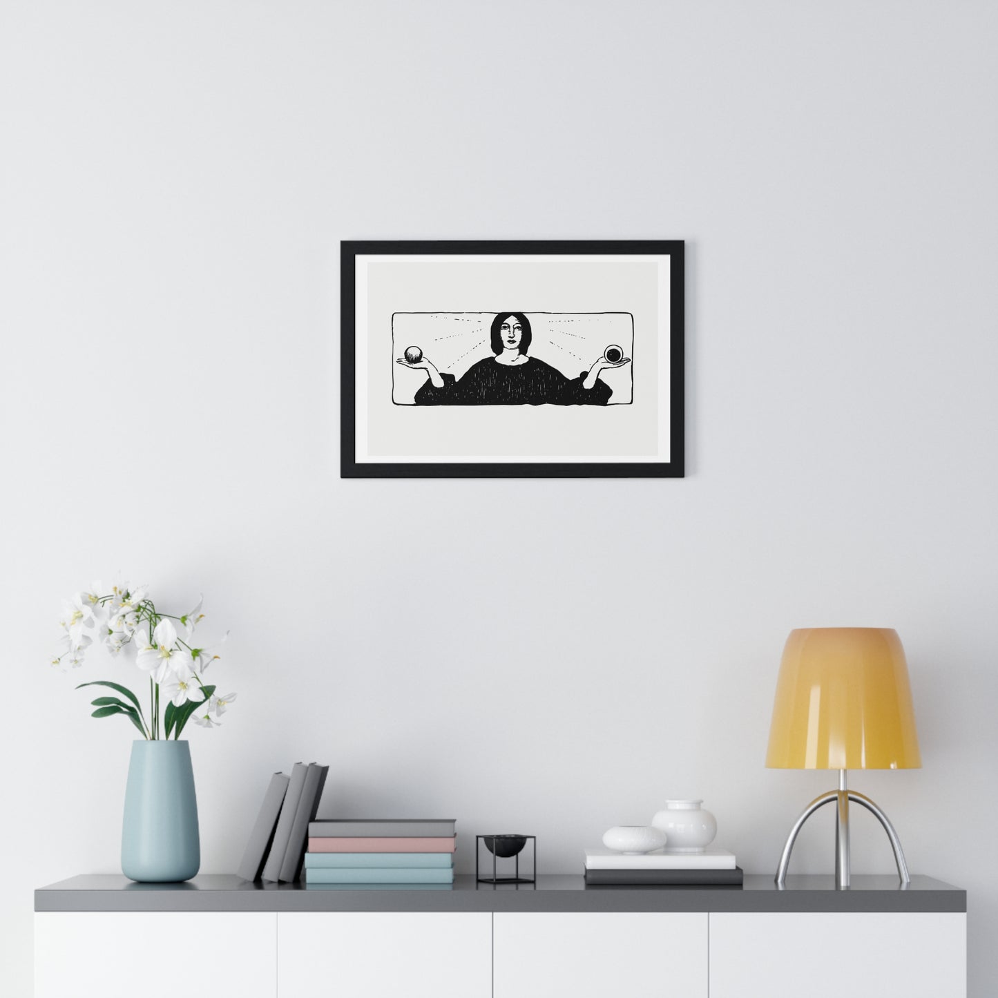 Woman Holding Balls, Religious Vintage Illustration, from the Original, Framed Art Print