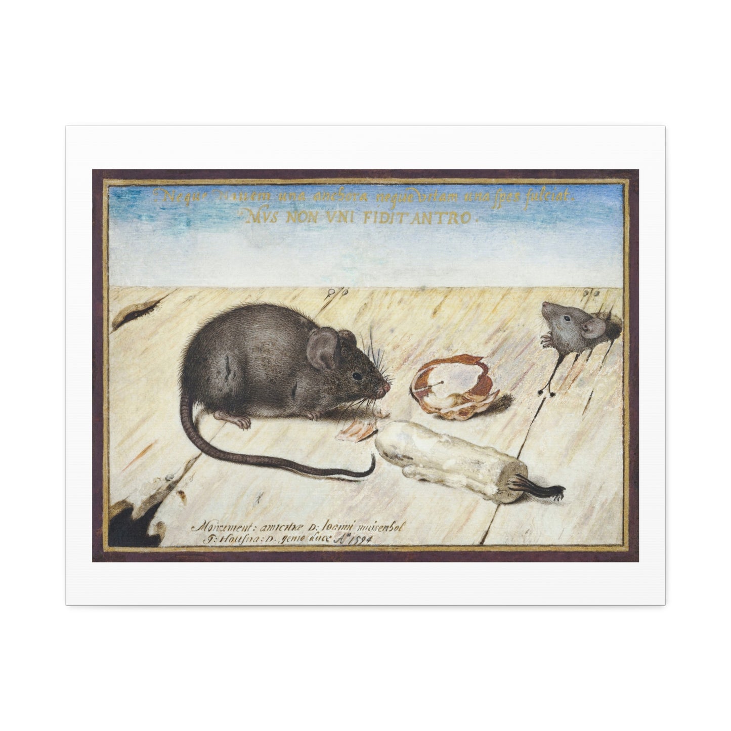 Two Mice (1594) by Joris Hoefnagel, from the Original, Art Print on Canvas