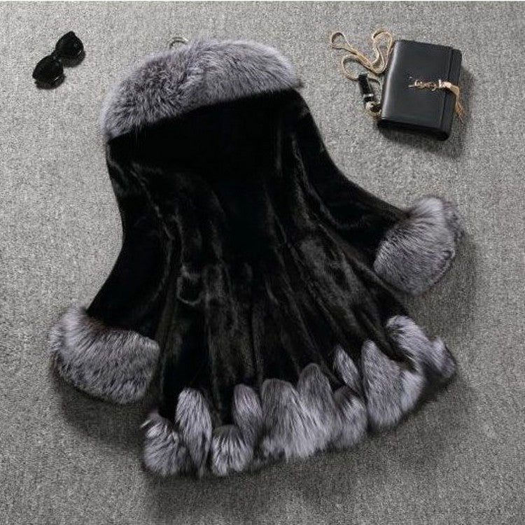 Faux Fur Medium-Length Mink Fur Coat