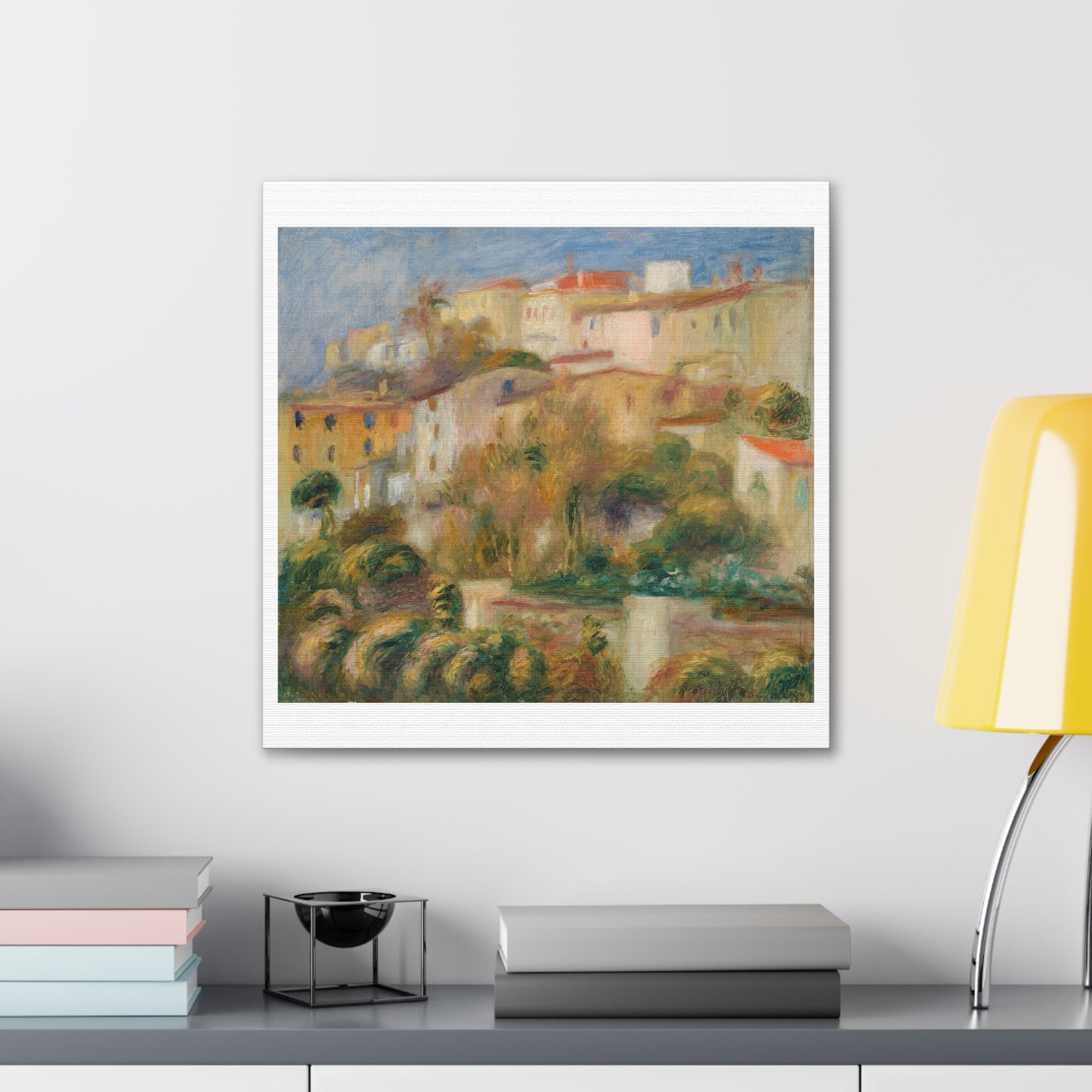 Houses on a Hill 'Groupe de Maisons sur un Coteau' by Pierre Auguste Renoir, Art Print from the Original on Canvas