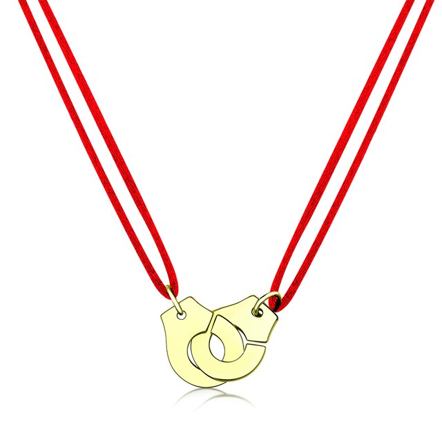 Handcuff Pendant Necklace, 925 Sterling Silver with Adjustable Cord