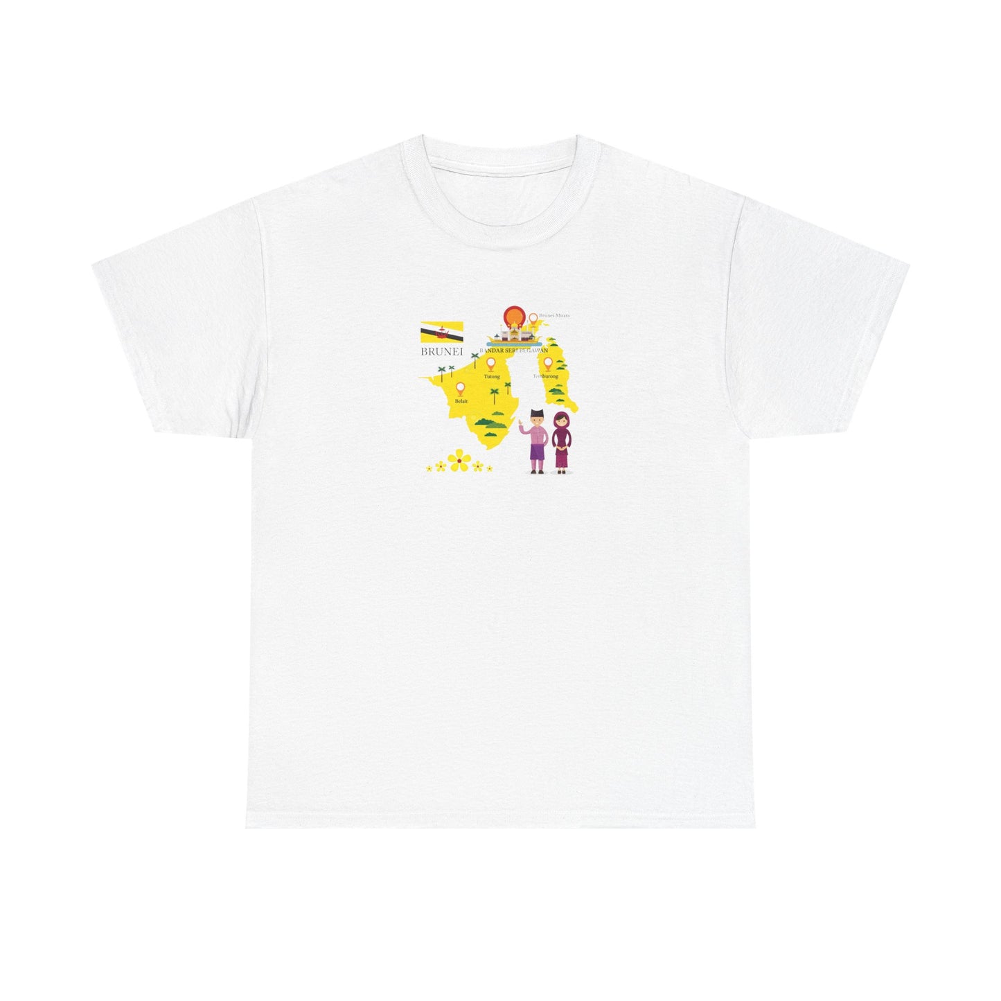 Brunei Tourism Map and Landmarks T-Shirt