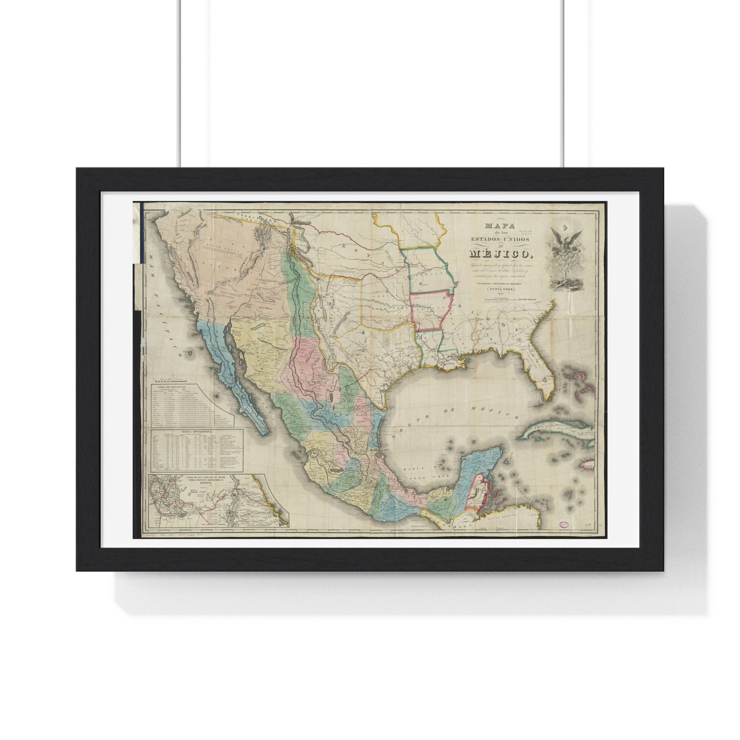 Mapa de los Estados Unidos de Méjico (1847) by John Disturnell, from the Original, Framed Art Print
