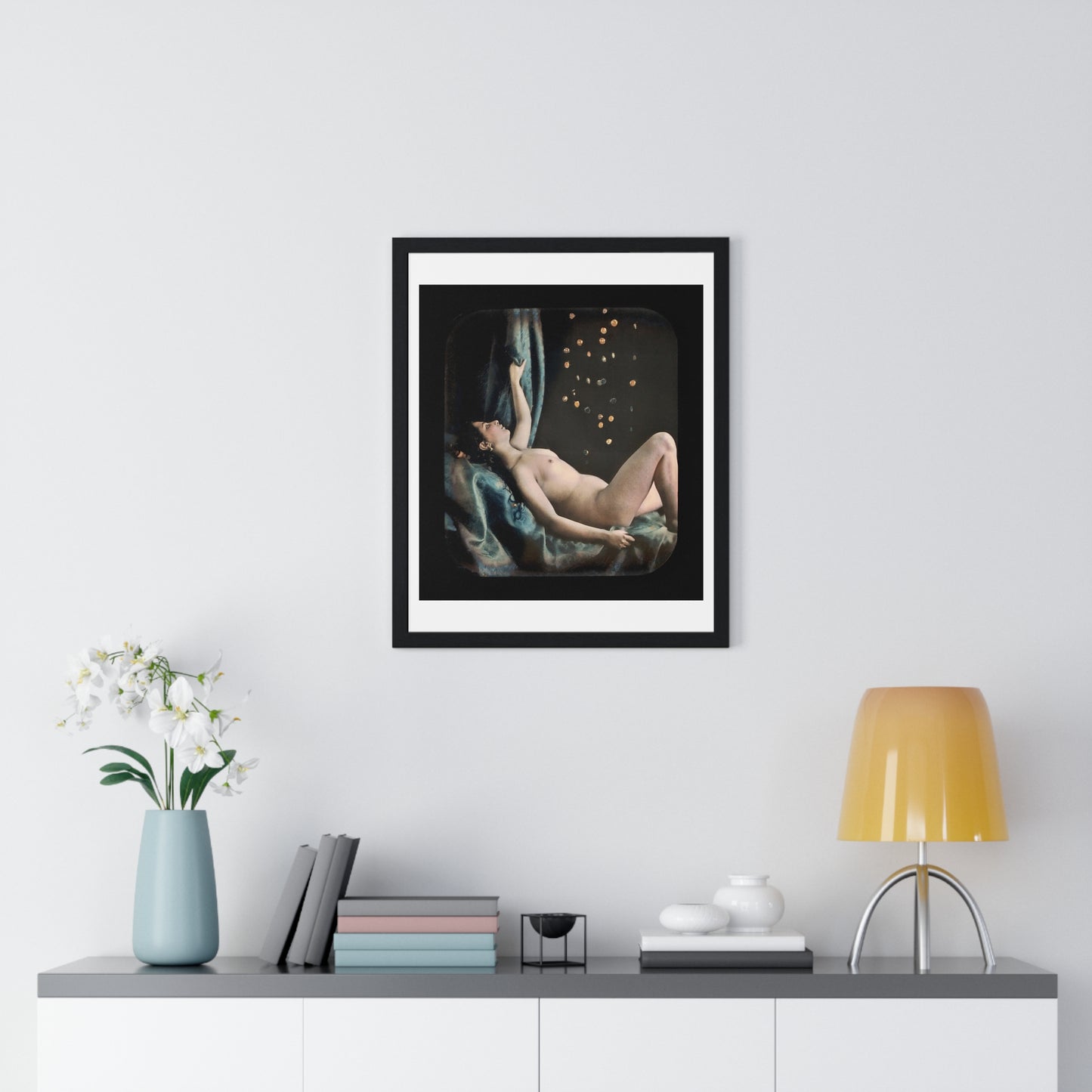 Reclining Female Nude Posed as Danae (1850s) from the Original, Framed Art Print