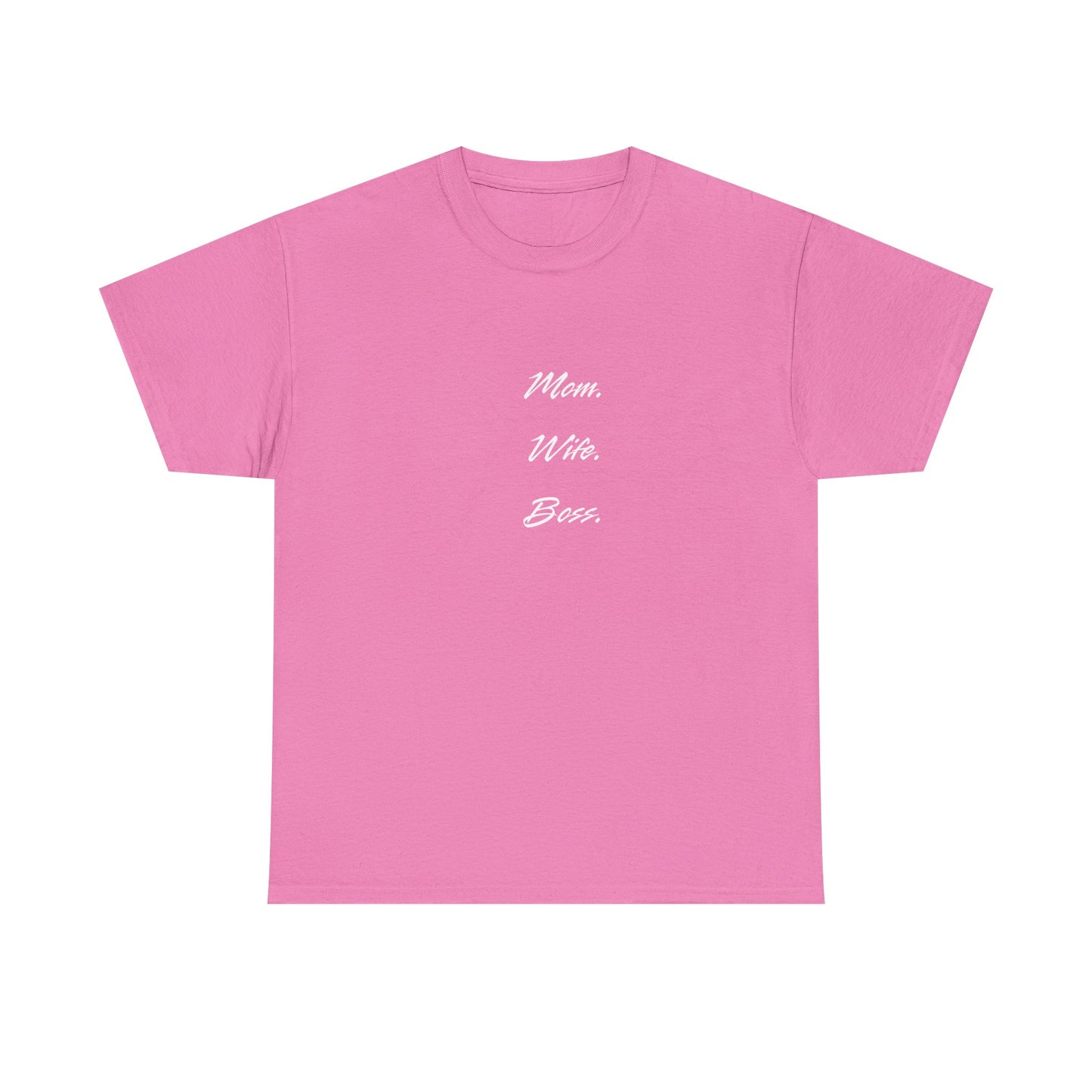 'Mom, Wife, Boss' Heavy Cotton T-Shirt Funny Mom Workout Mom Boss New Mum New Boss