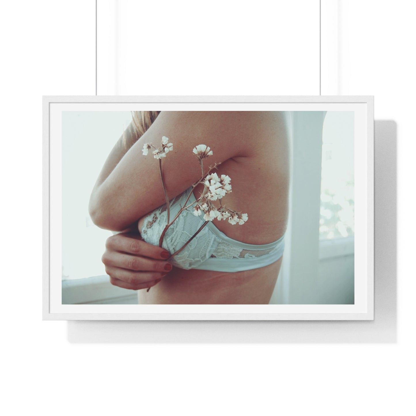 Woman and Flower, Photographer Unknown, from the Original, Framed Print