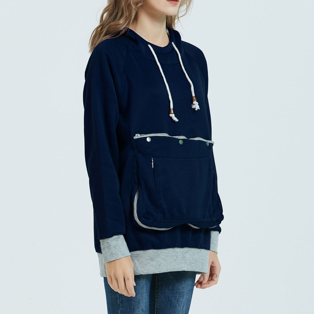 Women's Hoodie with Super-Size Front Travel Pocket, Multi Colours