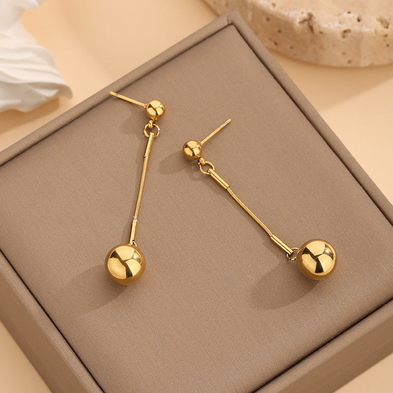 Golden Balls Tassel Pendant, Titanium Necklace Set