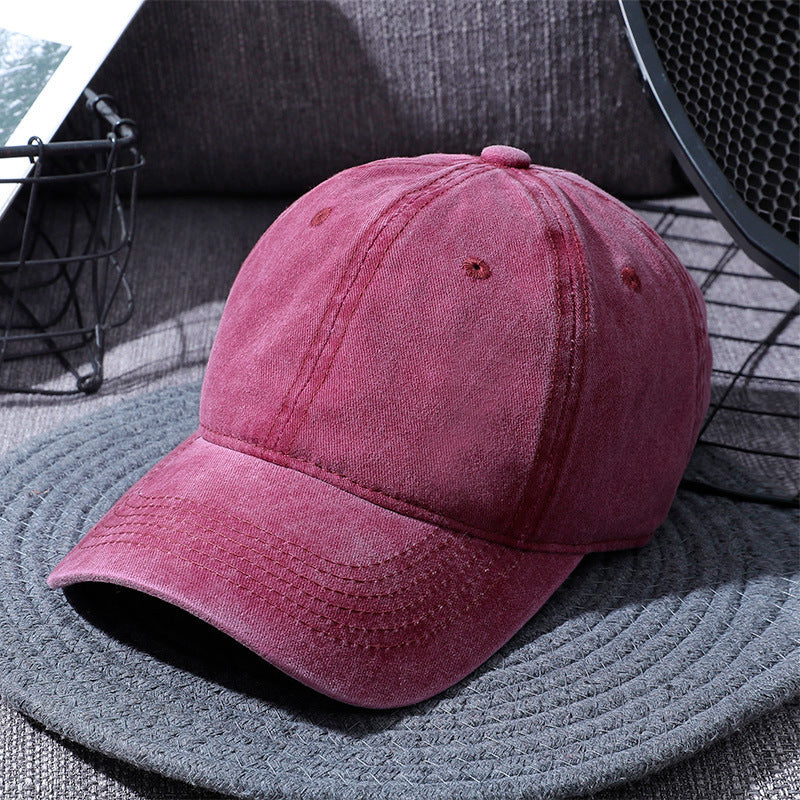 Washed Distressed-Look Simple Baseball Cap Unisex, Multi Colours