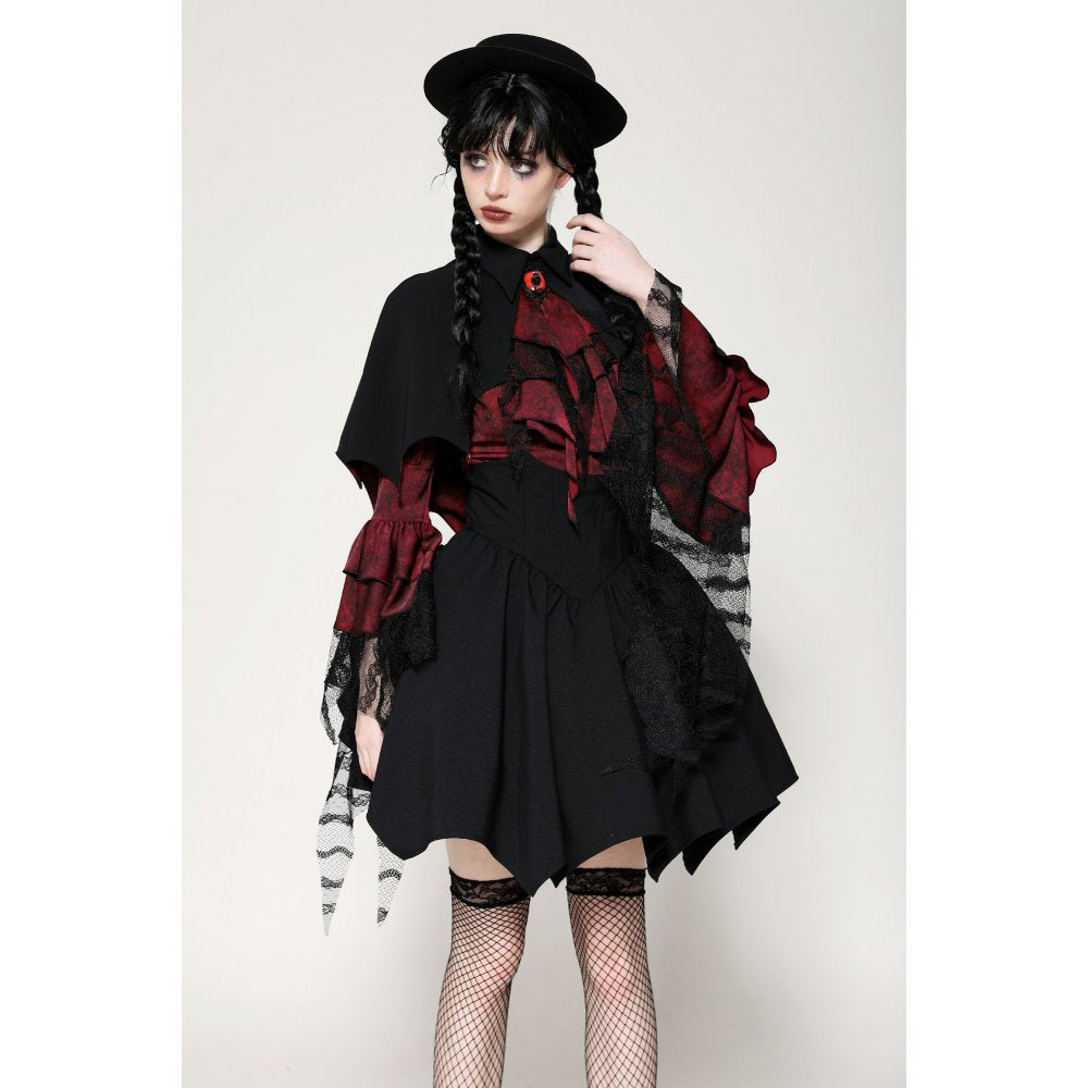 Dark in Love Camazotz Vampire Bat-Shaped Capelet in Black and Blood Red