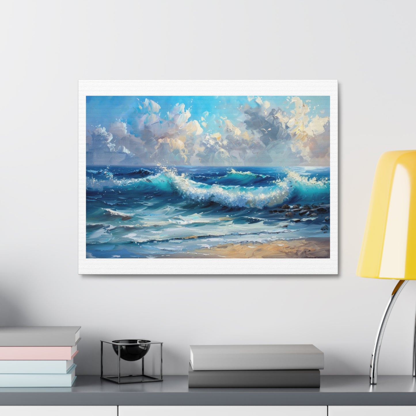 Chinese Style Painting of the Sea, Nature, Ocean 'Designed by AI' Art Print on Canvas