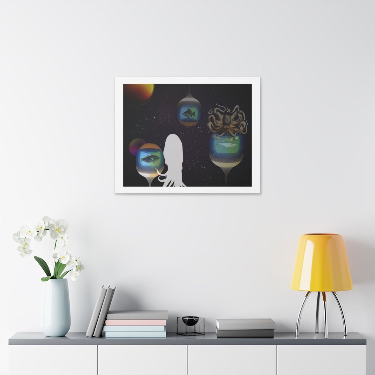 Visitors at the Exotic Earth Acquarium 'Designed by AI' Canvas Art Print