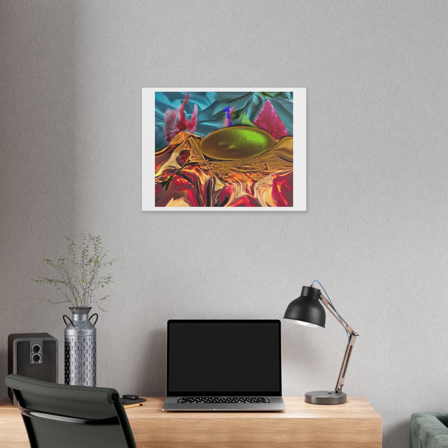 Digital Pastiche Abstract Art 'Designed by AI' Satin Canvas Print