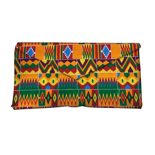 African and Geometric Printed Clutch Handbag