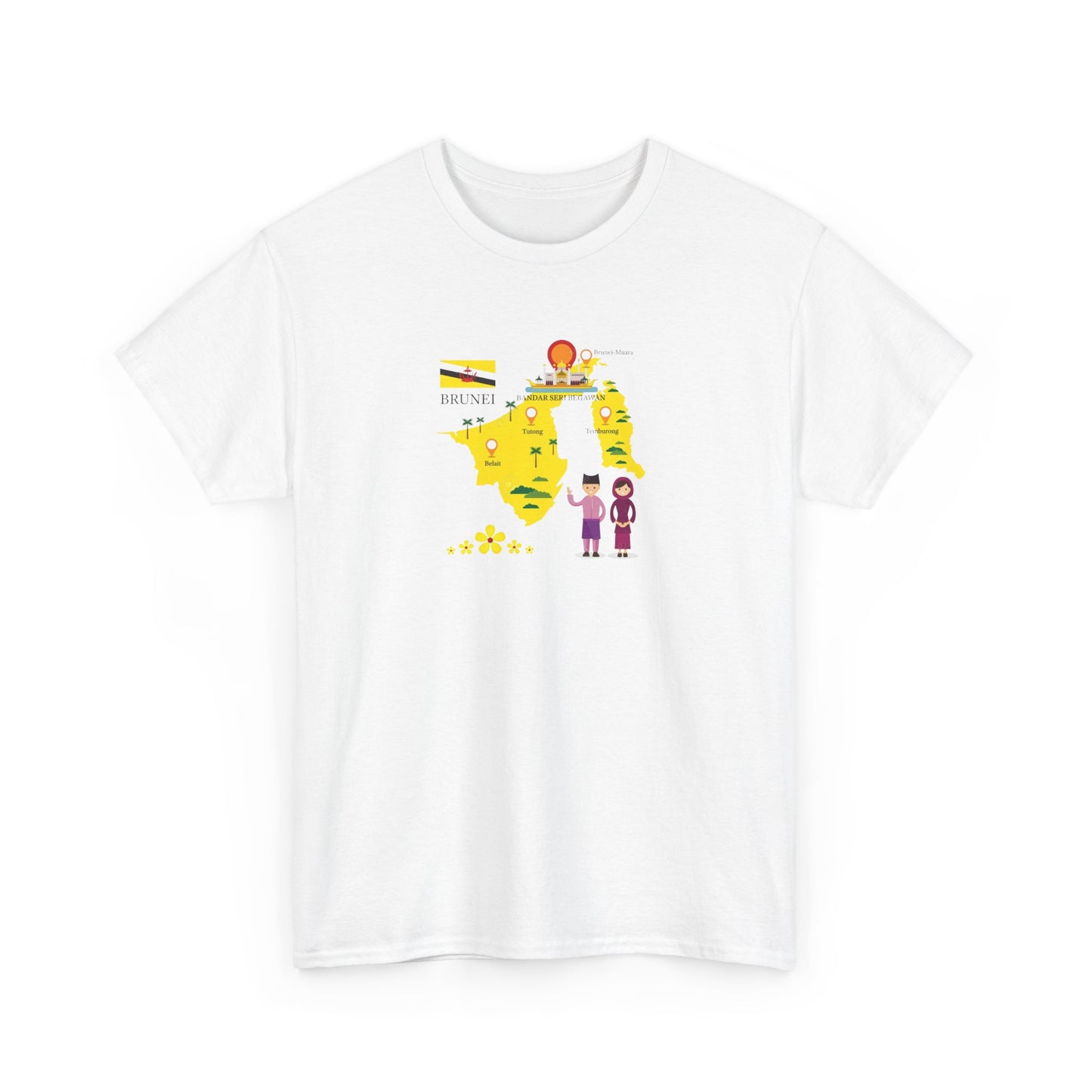 Brunei Tourism Map and Landmarks T-Shirt