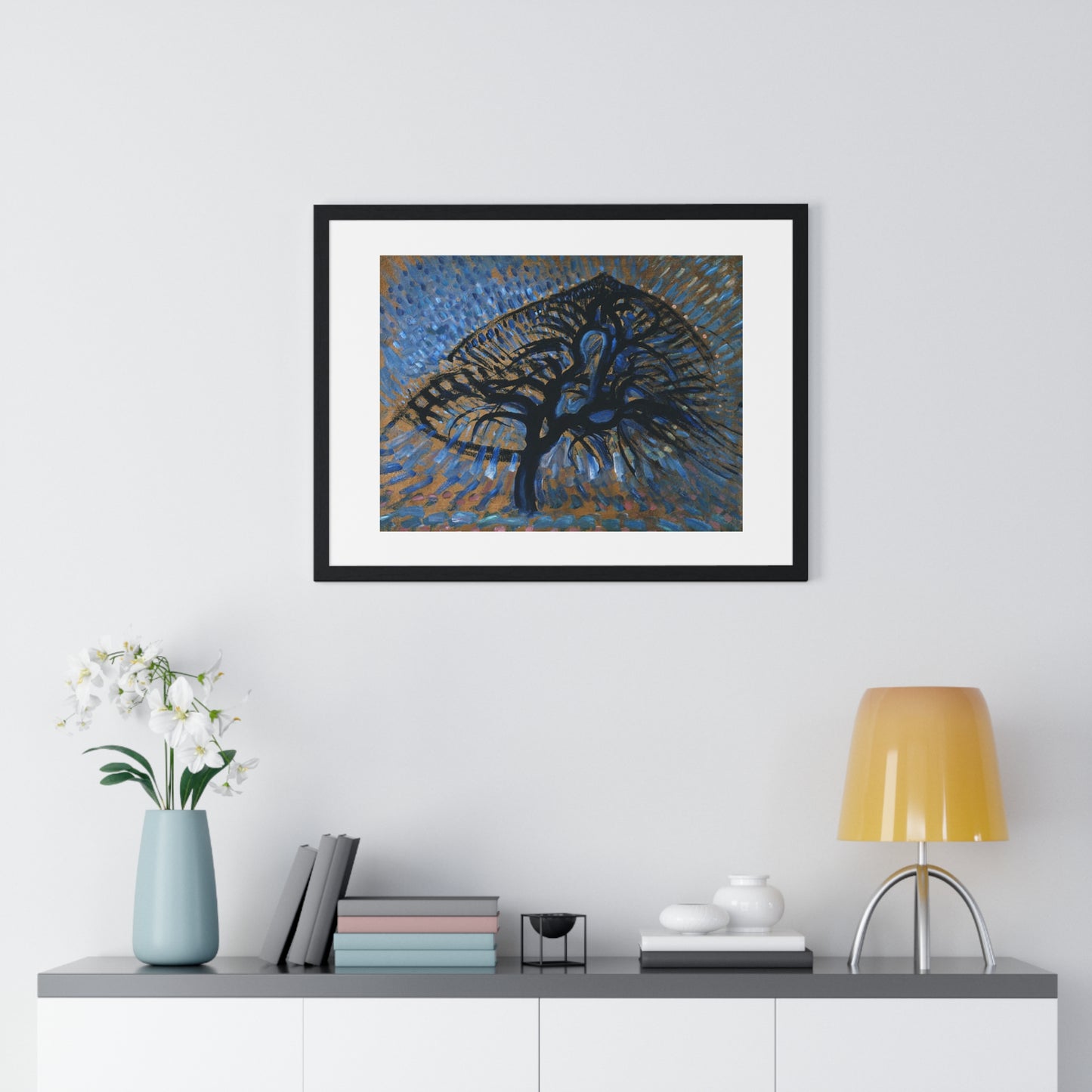 Apple Tree, Pointillist Version (1908–1909) by Piet Mondrian, from the Original, Framed Art Print