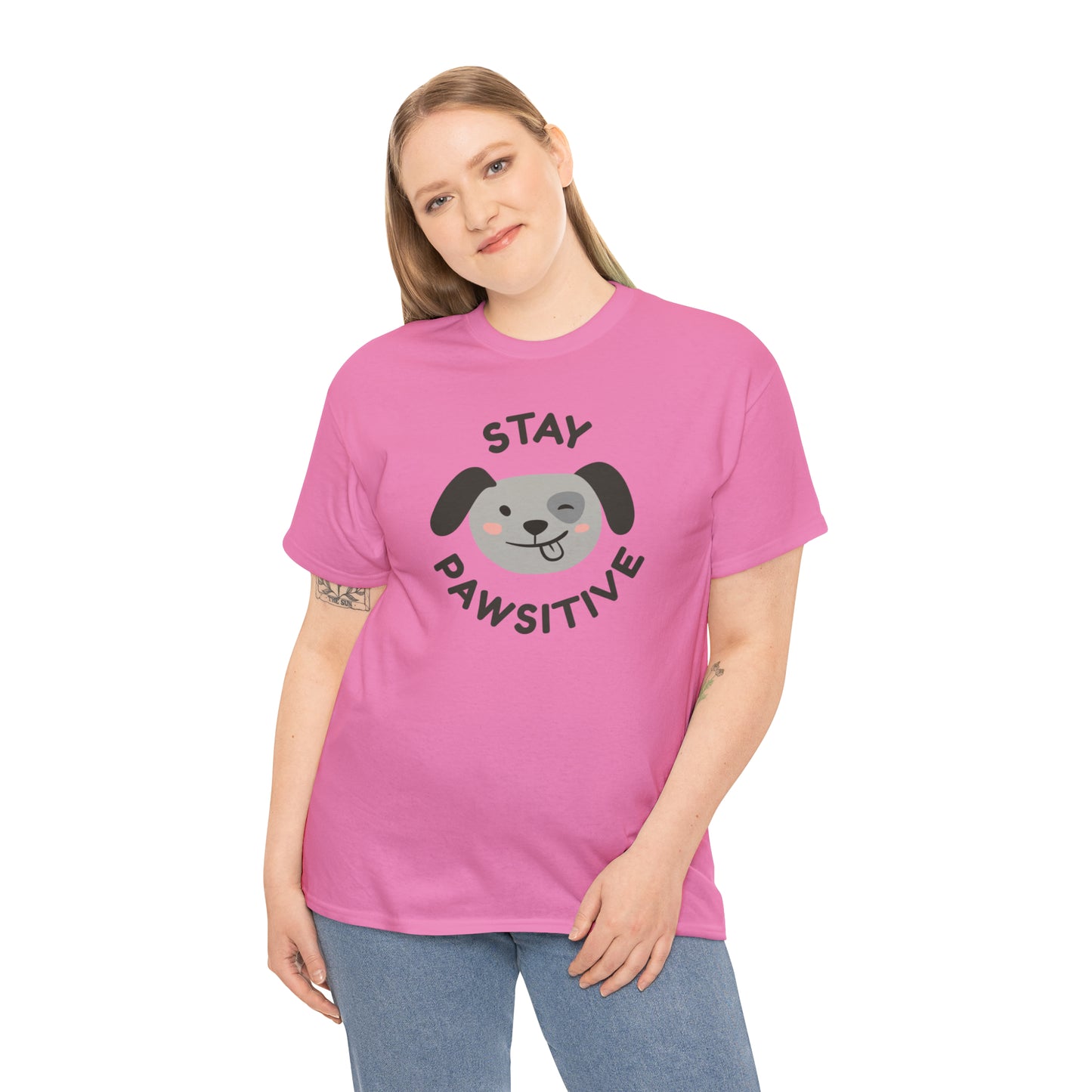 Stay Pawsitive, Dog Lover's Cotton T-Shirt