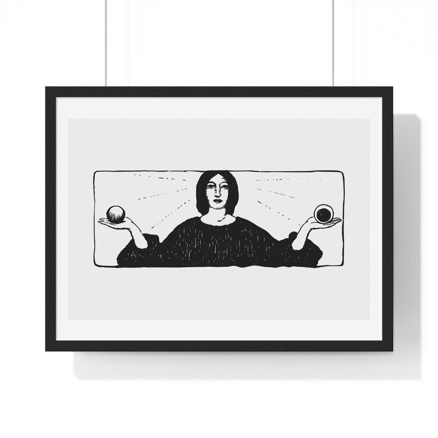 Woman Holding Balls, Religious Vintage Illustration, from the Original, Framed Art Print
