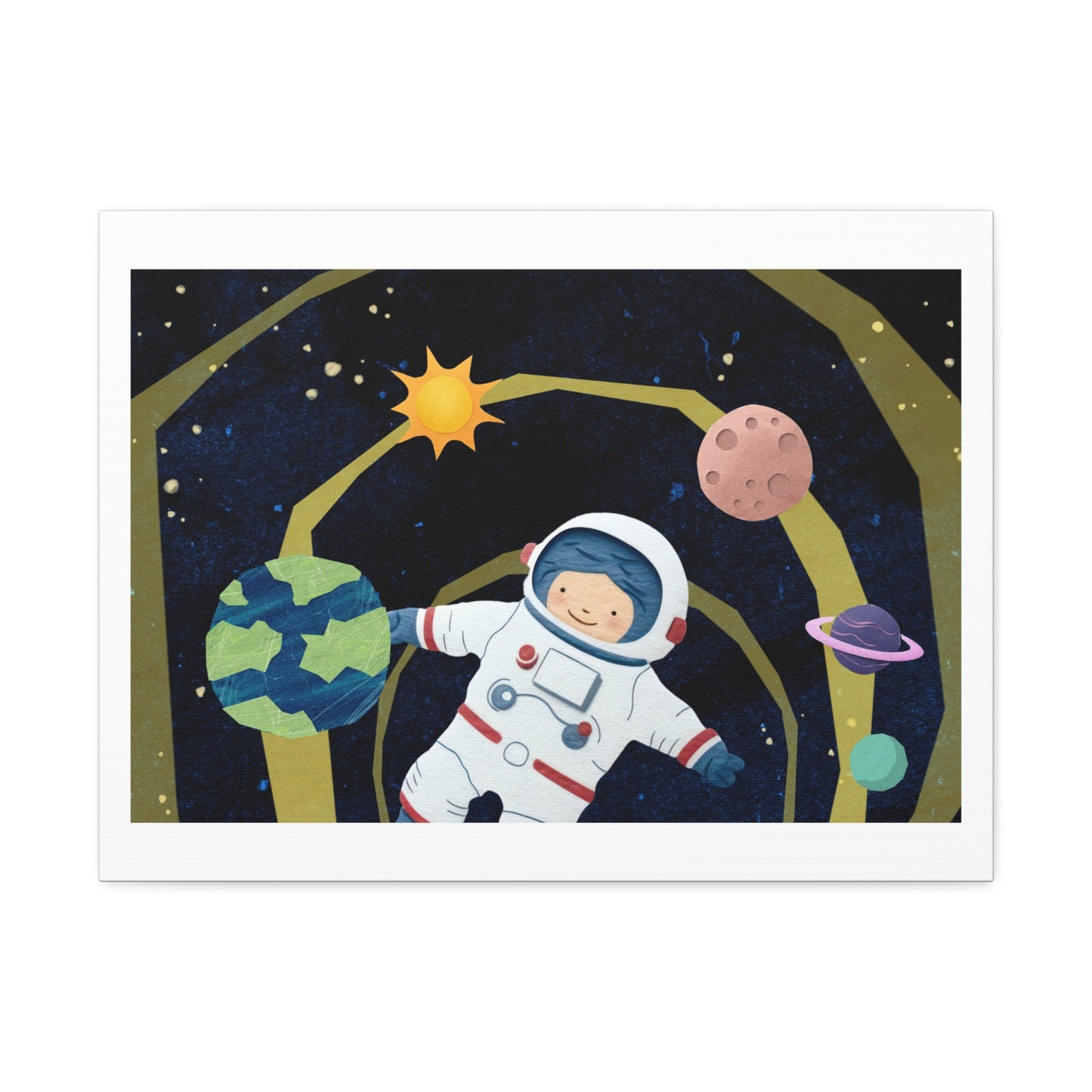 Space Exploration, Paper Craft Illustration, Art Print on Canvas